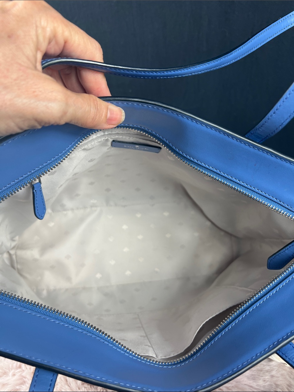 Kate Spade Breanna Smooth Leather Tote Cornflower Blue Large Shoulder Bag | COA - Picture 9 of 13